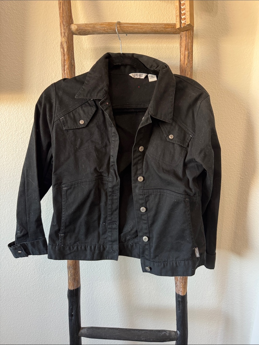 Vintage Black Button-Front Casual Jacket